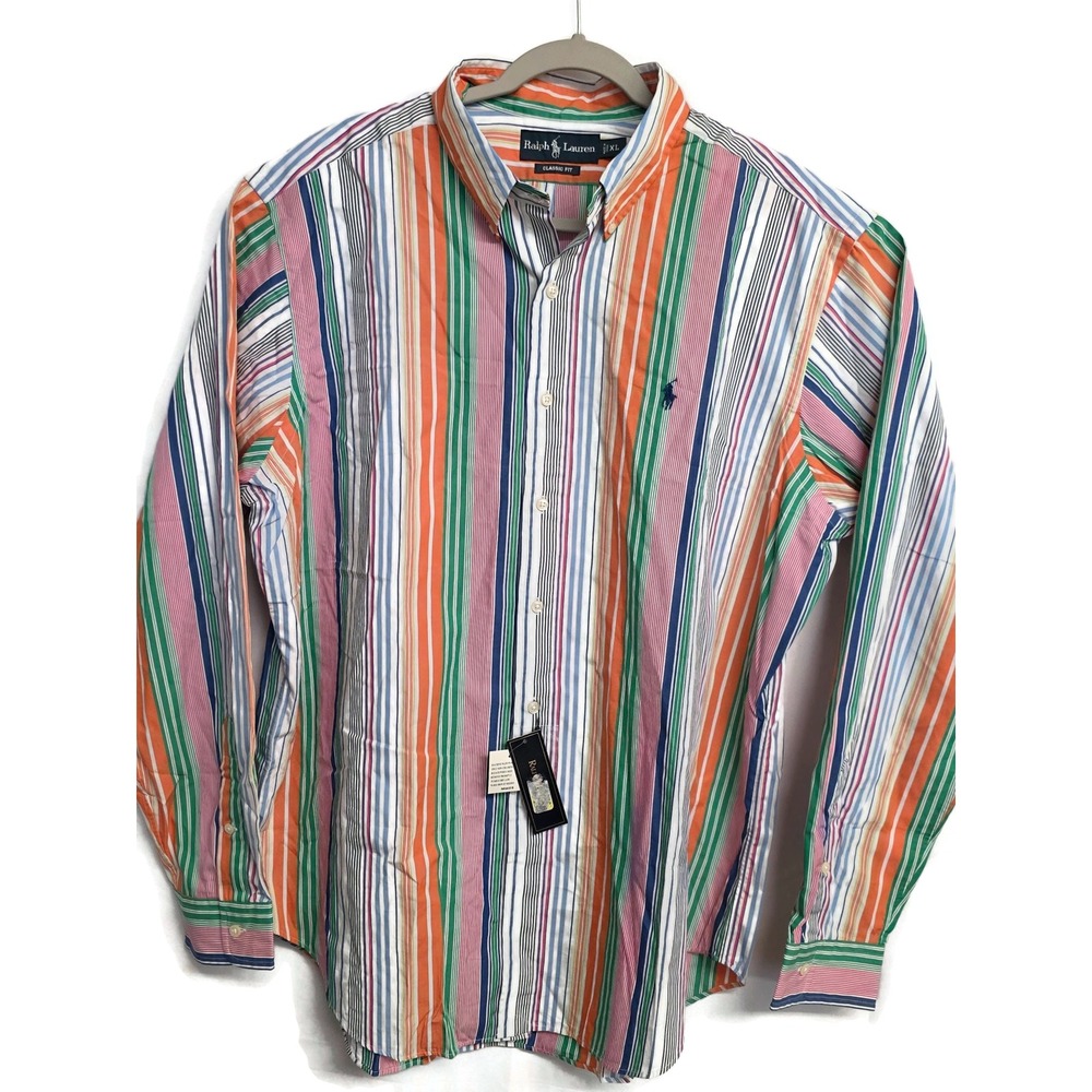 Polo Ralph Lauren Mens XL Classic Fit Striped Button Down Shirt Multi Color NWT